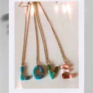 Bubble Letter Pendant - Colorful Gold-Tone Women's Necklace
